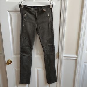 Derek Lam vera pelle genuine leather moto pants olive green women's 6